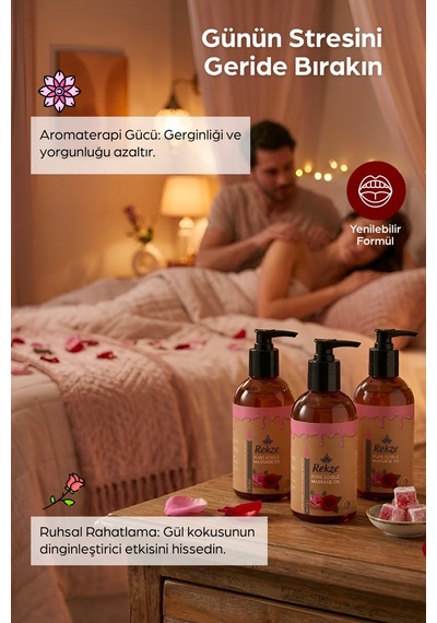 Erotik Masaj Yağı 3 Lü Set Gül Aromalı, Yenilebilir, 120 Ml X 3 Su Bazlı Unisex Vücut Yağı - 305870836