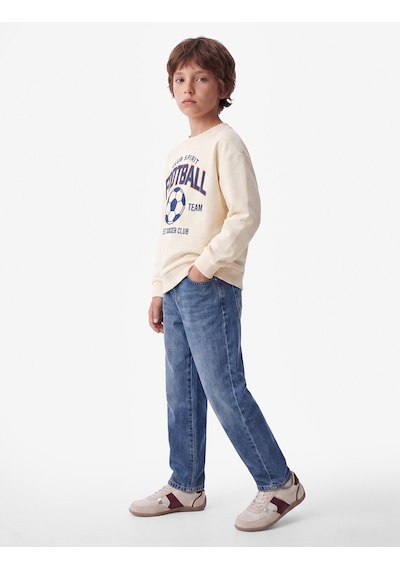 Koton Futbol Baskılı Şardonlu Bisiklet Yaka Uzun Kollu Sweatshirt Ekru 7wkb10391tk