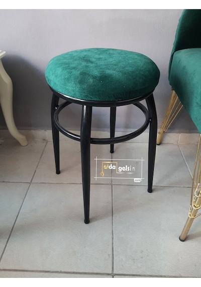 Mutfak Balkon Teras Ofis Krom Tabure Kara Inci Karışık Renk