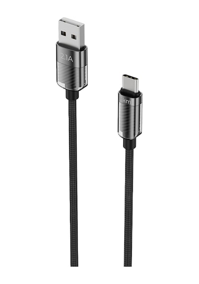 Knit Glam 2.1A Hızlı Şarj Destekli Usb-A To Type-C Şarj Ve Data Aktarım Kablosu 1 Metre Siyah