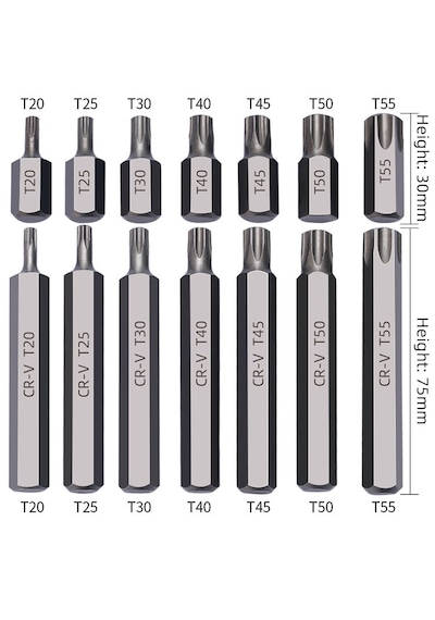 40 Parça Bits Uç Seti Torx Allen Ve Spline Fare Diş Cr-v Çelik Malzeme