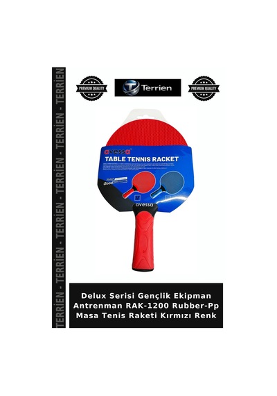 Delux Serisi Gençlik Ekipman Antrenman Rak-1200 Rubber-pp Masa Tenis Raketi Kırmızı Renk