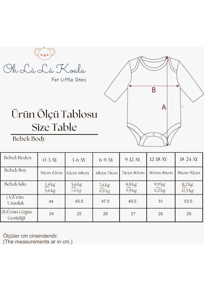 Oh La La Koala 3lü Basic Uzun Kollu Çıt Çıtlı Body Zıbın Model 8 Çok Renkli
