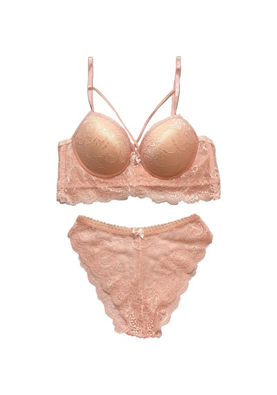Kadın Dantelli Desteksiz Bralet Vizon Sütyen Takım 001