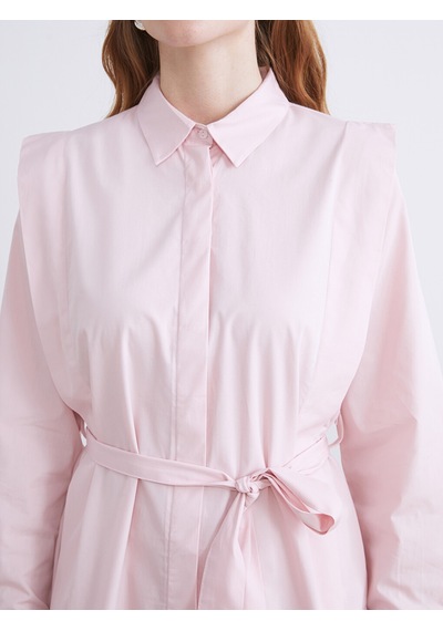 Lcwaıkıkı Classic Pembe Kuşaklı Kadın Gömlek Tunik