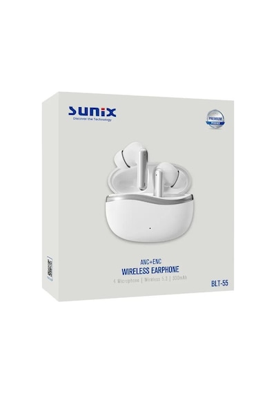 Sunix Blt 55 Anc Enc 4 Mikrofonlu 300 Mah 5.3 Bluetooth Kulakiçi Kulaklık Beyaz