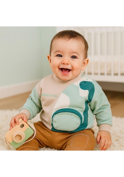 Alpbebe Dino Omuzdan Çıtçıtlı Şardonlu Kışlık 2li Takım Açık Kahverengi