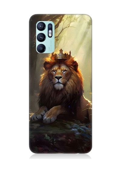 Oppo Reno 6 Uyumlu Kral Aslan Desenli Silikon Kılıf