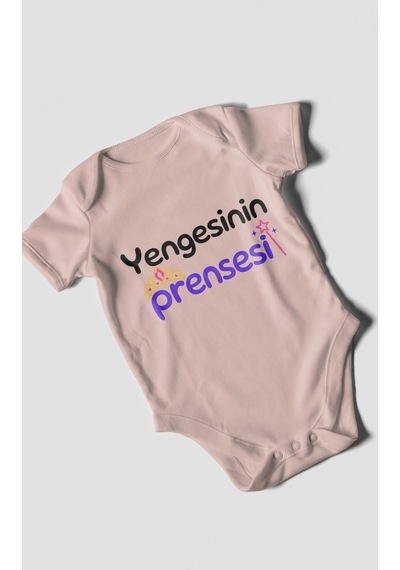 Morivokids Yengesinin Prensesi Kısa Kollu Bebek Body %100 Pamuk Pastel Pembe