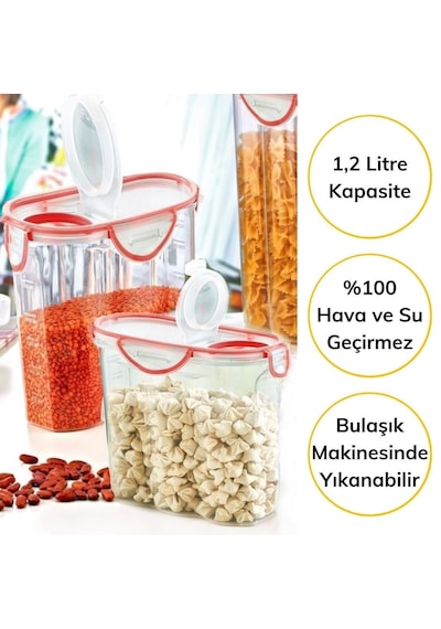 Yerliçöppoşeti Kilitli Kapaklı Contalı Hava,su Sıvı Geçirmez 1,2 Litre Erzak Saklama Kabı-sa580 Diğer