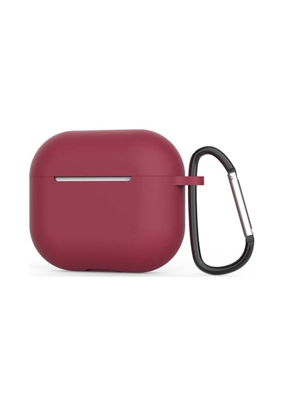 Apple Airpods 3. Nesil Uyumlu Kılıf Silikon Yumuşak Soft Yüzey Kancalı Airbag 28 Kılıf, Mürdüm Col81650-mürdüm
