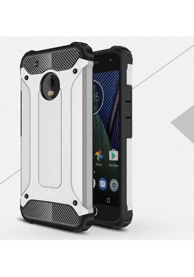Kilifone - Lenovo Moto G5s Plus Uyumlu - Kılıf Çift Katman Koruyucu Crash Military Tank Kılıf - Gri Gri