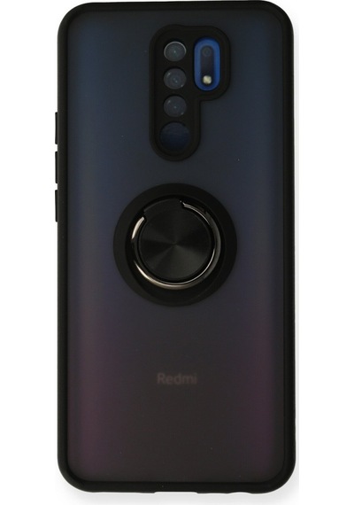 Xiaomi Redmi 9 Uyumlu Kılıf Montreal Yüzüklü Silikon Kapak - Siyah