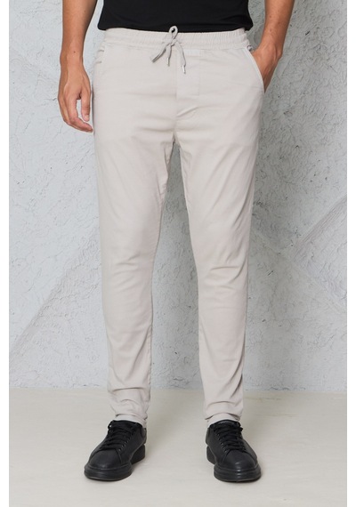 Blayn Jeans Erkek Krem Jogger Pantolon Rahat Kesim, Bağcıklı, Mevsimlik Günlük Kullanım