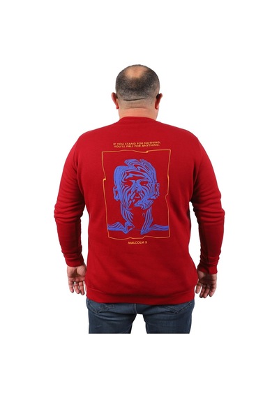 Moc Grande Mocgrande Büyük Beden Erkek Sweat Malcolmx 22735 Bordo