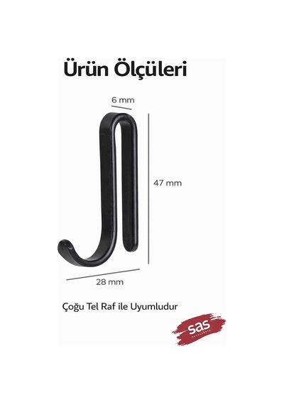 Sas Haus 4 Adet Plastik Askı Metal Banyo Mutfak Rafları Için Siyah Diğer