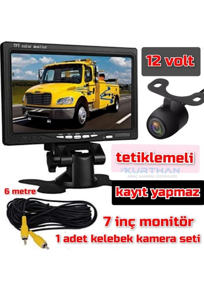 7 İnç Monitör Ve 1 Adet Kelebek Kamera Seti Kayıt Yapmaz 12 Volt