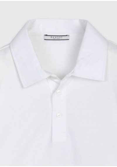 Ramsey Beyaz Düz Pamuk Karışımlı T-shirt