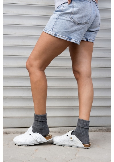 Ozzy Socks 3 Lü Kışlık Kadın Yünlü Uyku Çorabı Soft Touch Antrasit Renk Isı Tutucu Çorap Antrasit