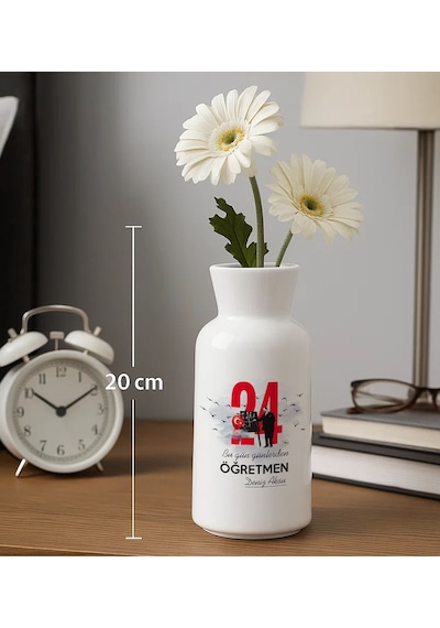 Bk Gift Kişiye Özel Öğretmenler Günü Tasarımlı Seramik Vazo-3, Ev Hediyesi, Öğretmene Hediye Kobitmeyencom35084 Bk Gift