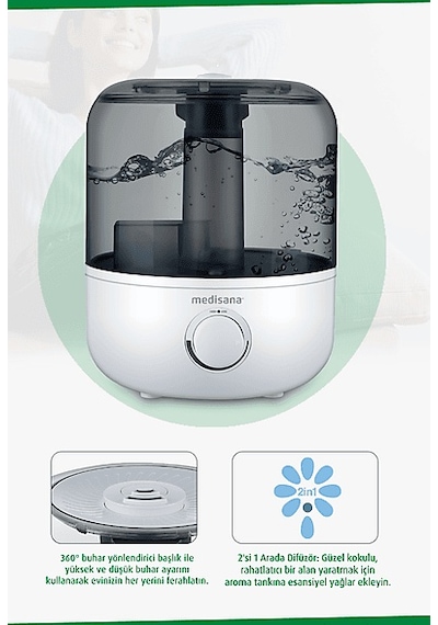 Medisana 45051 Aroma Fonksiyonlu Buharlı Hava Nemlendirme Cihazı