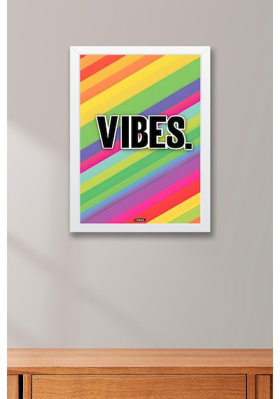 Vibes Gökkuşağı Pozitif Enerji Çerçeveli Tablo - Pop Art Poster Tablo