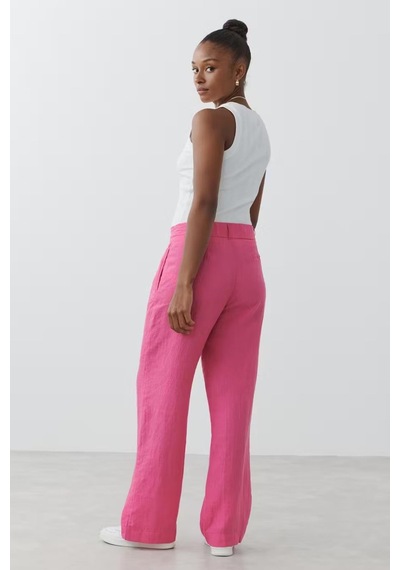 Madmext Pembe Kemerli Bol Paça Kadın Pantolon Mg2021-pembe Pembe