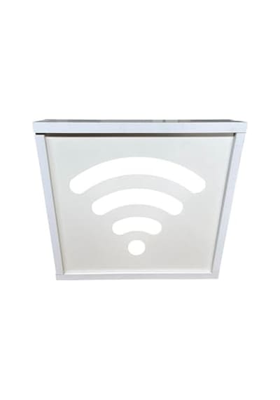 Ahşap Modem Saklama Kutusu Dekoratif Wifi Saklama Kutusu Demonte 35 X 40 Cm Sürgülü Kapak Wi-fi Desenli Açık Bej