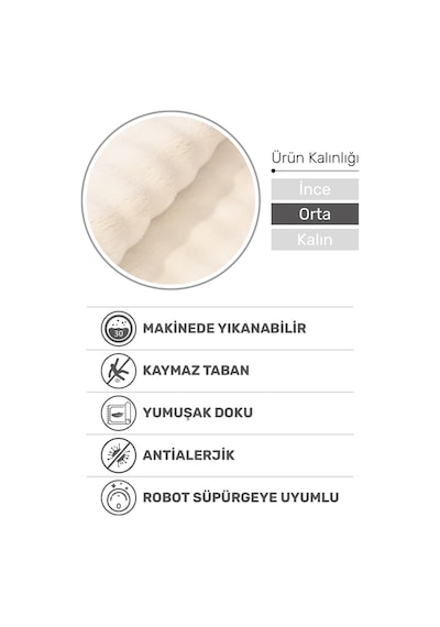 Puffy Bubble Kırık Beyaz Peluş Halı Ve Yolluk Kaymaz, Yıkanabilir, Ekstra Yumuşak, Dökülme Yapmaz Krem