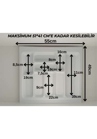 55x49 Cm. Beyaz Kaşıklık Ve Kepçelik 2'li Set 51x41 Cm'e Kadar Kesilebilir - 55x49byz-set Beyaz