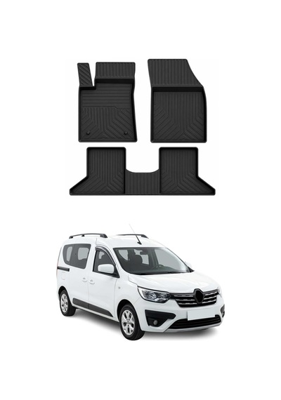 Renault Express 2021-2026 Uyumlu 4d Havuzlu Paspas Kauçuk Siyah 3 Parça