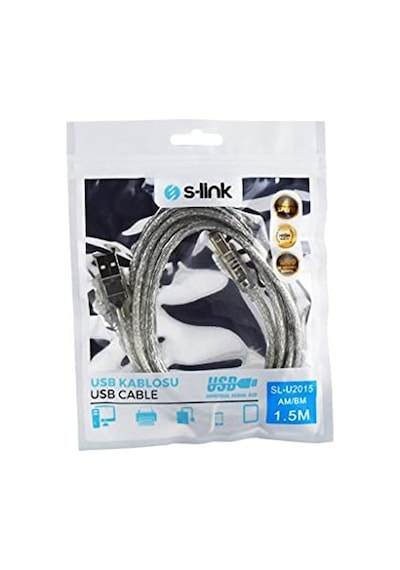 Sl-u2015 Usb2.0 1.5m Şeffaf Yazıcı Kablosu, Şeffaf Diğer