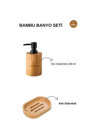 Kamptek Ahşap Atolyesinden Mutfak Sıvı Sabunluk 100 Ml Katı Sabunluk Set 2li Krem