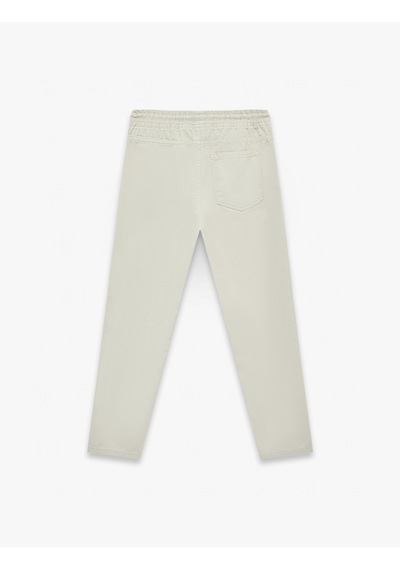 Koton Regular Fit Pamuklu Cepli Gabardin Beli Bağcıklı Yazlık Pantolon Taş 6sam40053hw
