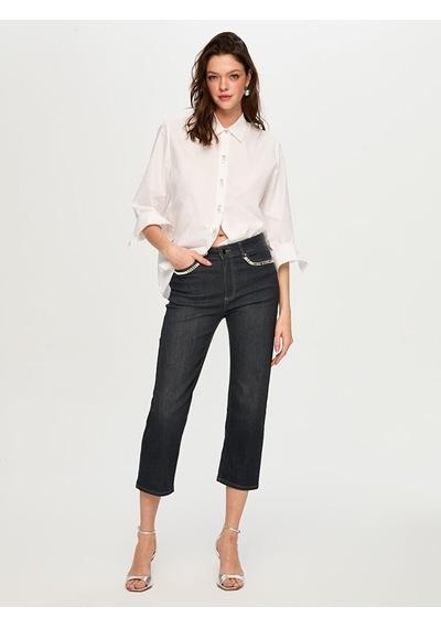 Faik Sönmez Cebi Taş Süslemeli Starıght Fıt Jean Capri S26jcp001 Us26jcp00113 Antrasit