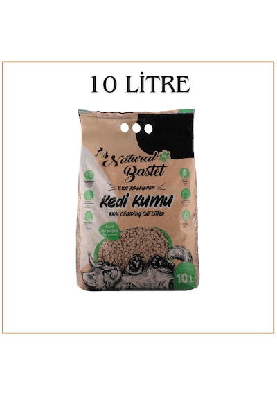 Natural Bastet Topaklanan Çam Pelet Kedi Kumu 10 Litre