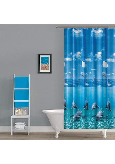 Zethome Tropik Banyo Duş Perdesi 8852 Çift Kanat 2x120x200 Çok Renkli