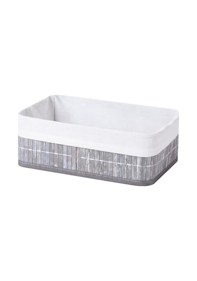 Deconox Bambu Çok Amaçlı Saklama Kutusu Düzenleyici Orta Boy Organizer, Dekoratif Bambu Düzenleyici Gri 29x19x10cm