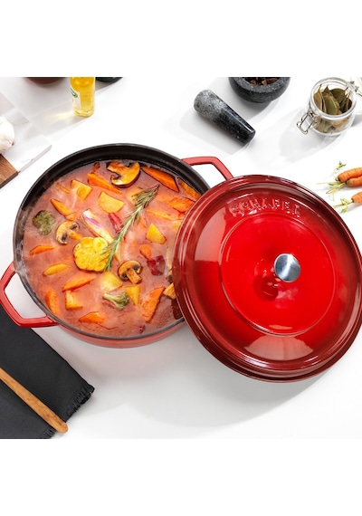 Schafer Guss Chef Döküm Basık Tencere 28 Cm Kırmızı