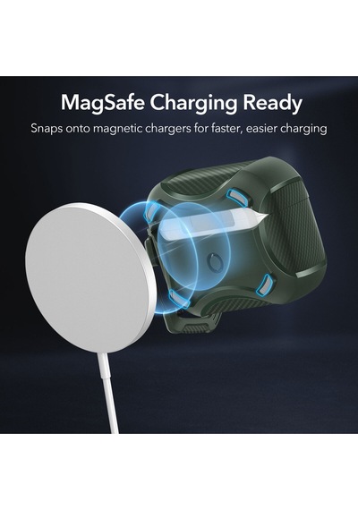 Apple AirPods Uyumlu Pro / Pro 2 Kılıf - Cyber Armor Tough Halolock Magsafe Kılıf Yeşil