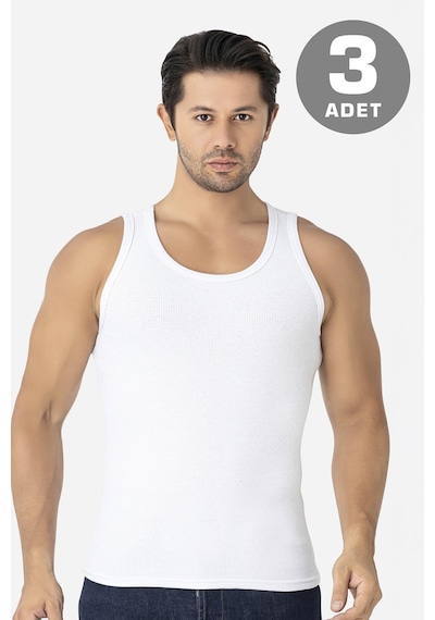 Arma Yıldız Erkek Beyaz Fitilli Kaşkorse Atlet 3'lü Paket Esnek Ve Yumuşak Kumaş Beyaz