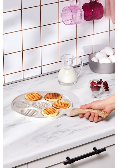 Karaca  Mutfaksever Biogranit Waffle Pankek Tava 26 Cm Krem