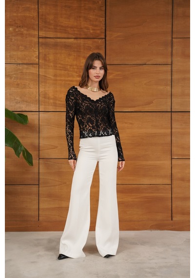 Verymoda Dantel Bluz - F2071 Siyah