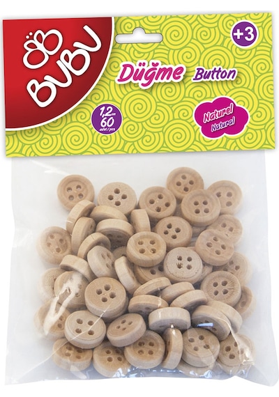 Bu-Bu Düğme 1.2 CM 60Lı Natural Hs0006