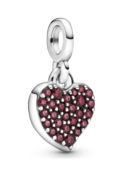 Nur Silver Pembe Taşlı Kalp Me Gümüş Charm Nur-bl07709