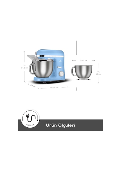 Karaca Mastermaid Chef Pro 1750 W Çift Kollu Stand Mikser