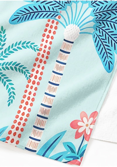 Palmiye Tropikal Plaj Havlusu - Akdeniz Modern Turkuaz Havuz Deniz Hızlı Kuruyan Mikrofiber Havlu Yumuşak Armut