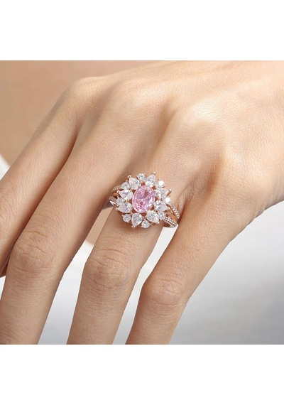 Mia Vento Effective Diamond Paris Işıltısı Rose Renk Pink Taşlı Gümüş Yüzük