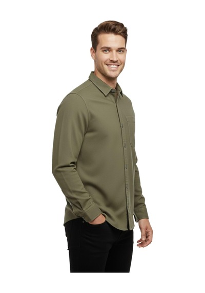Raymons Erkek Spor Silim Fit Kanvas Tek Cepli Gömlek Bgl-st04955 Haki