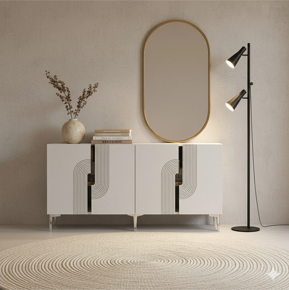 Ka1516bs Meyra Konsol, Kahve Köşesi, Tv Sehpası Beyaz-sılver 150cm Beyaz
